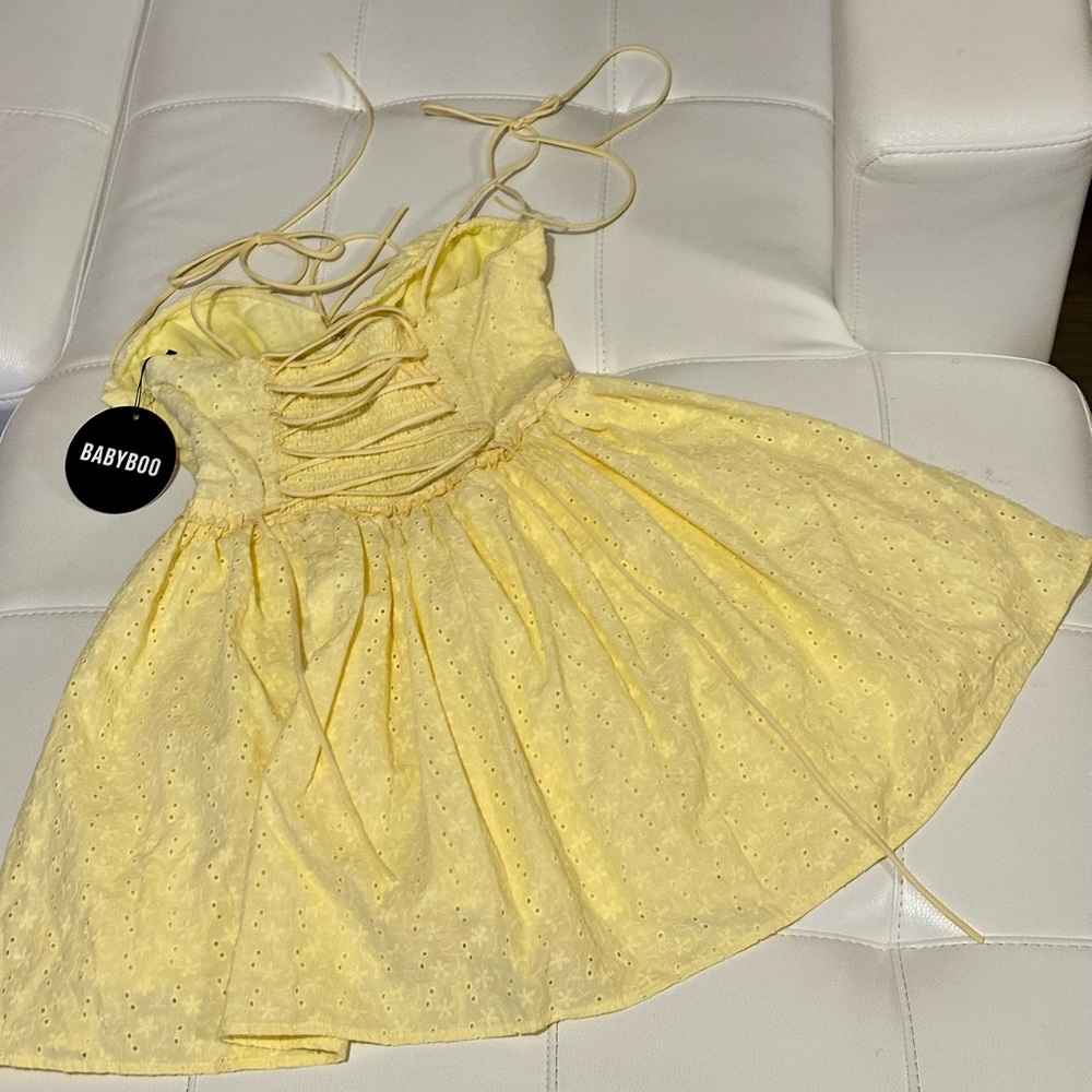 Babyboo Yellow corset Mini Dress S - Picture 3 of 6